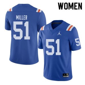 Women's Florida Gators #51 Ventrell Miller NCAA Jordan Brand Royal Throwback Alternate Authentic Stitched College Football Jersey ICW2162RI